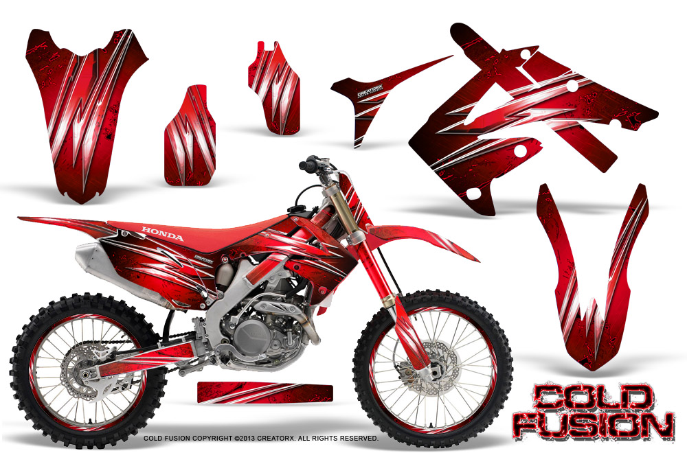 Honda CRF250 10-12 CRF450 09-12 Graphics Kit Cold Fusion Red NP Rims